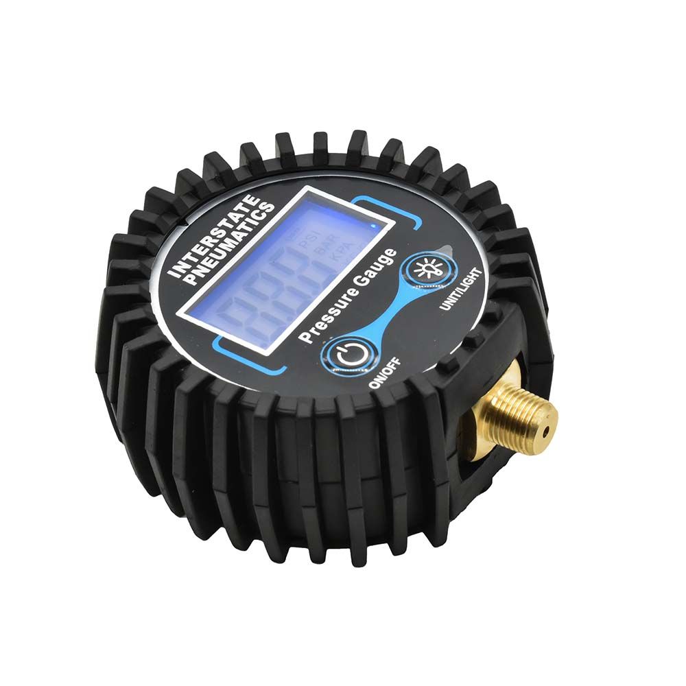 Round Digital Tire Pressure Gauge, 2" Dial Size with 1/8'' NPT Bottom Connector and Rubber Protector - Display Pack