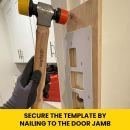 Multi-Strike Template - 16" Carrier w/ 1” x 2-1/4” deadbolt, 1” x 2-1/4” Full Lip, 1-1/8” x 2 3/4” ”T” and a 1-1/8” x 2-3/4” Deadbolt