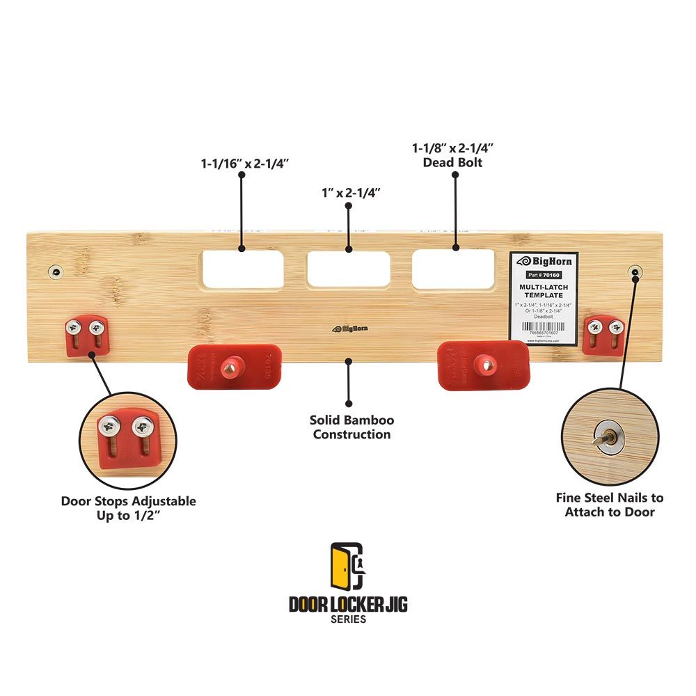 Multi-Latch Template - 1" X 2-1/4", 1-1/16" X 2-1/4" Or 1-1/8" X 2-1/4" Deadbolt