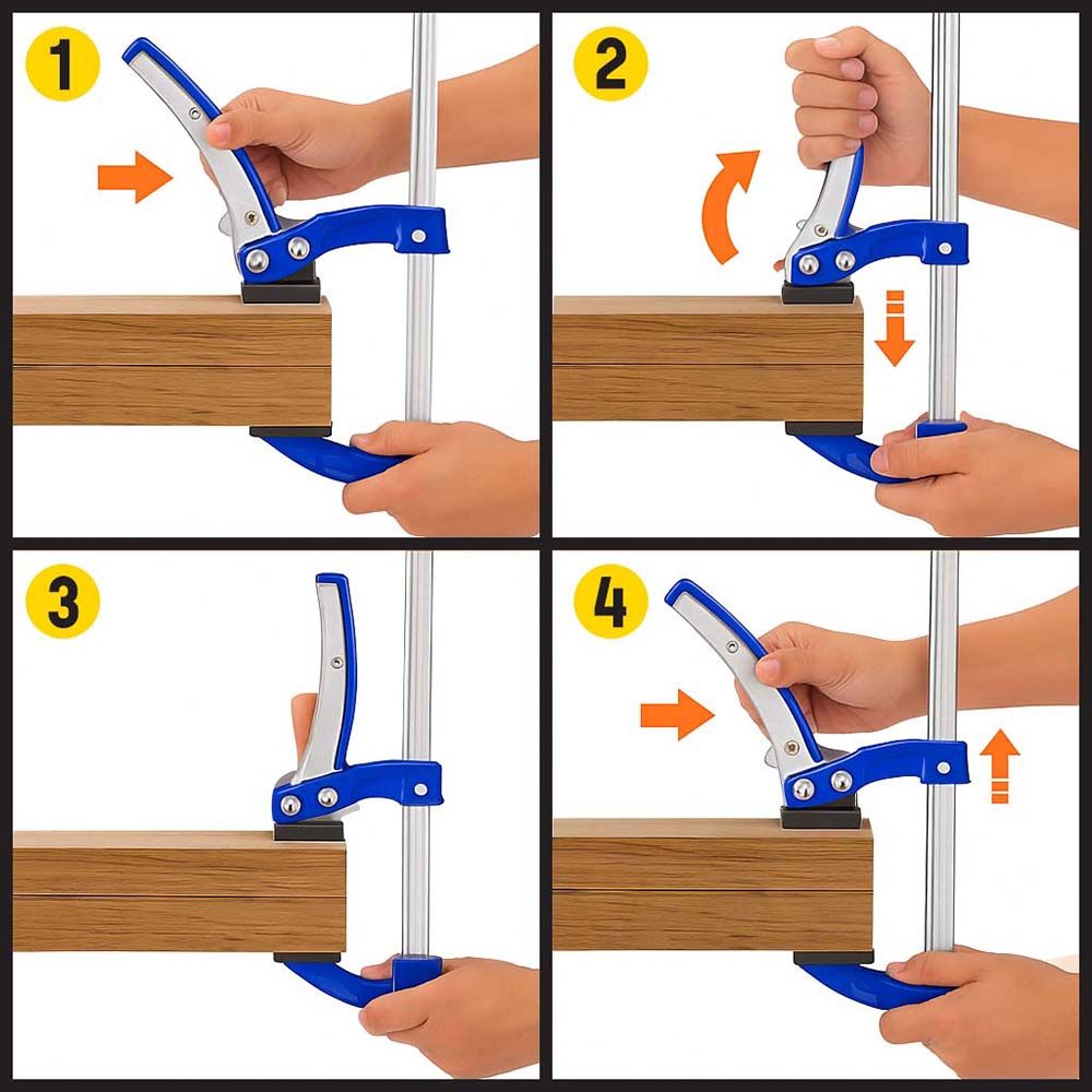 Quick-Lever Bar Clamp  6" Opening, 4" Throat Depth