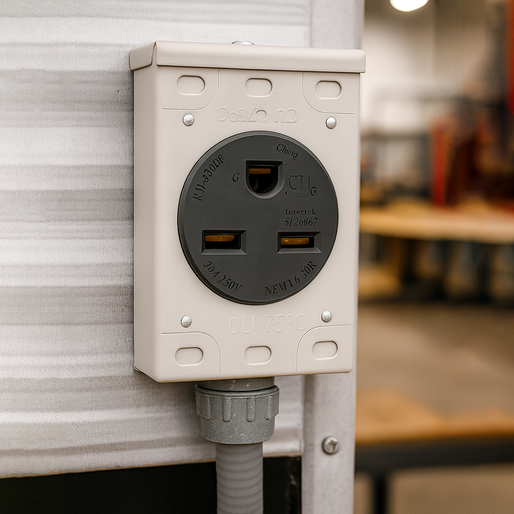 30A 250V NEMA 6-30R Flush Mount Power Outlet / Receptacle (Welding Machine)
