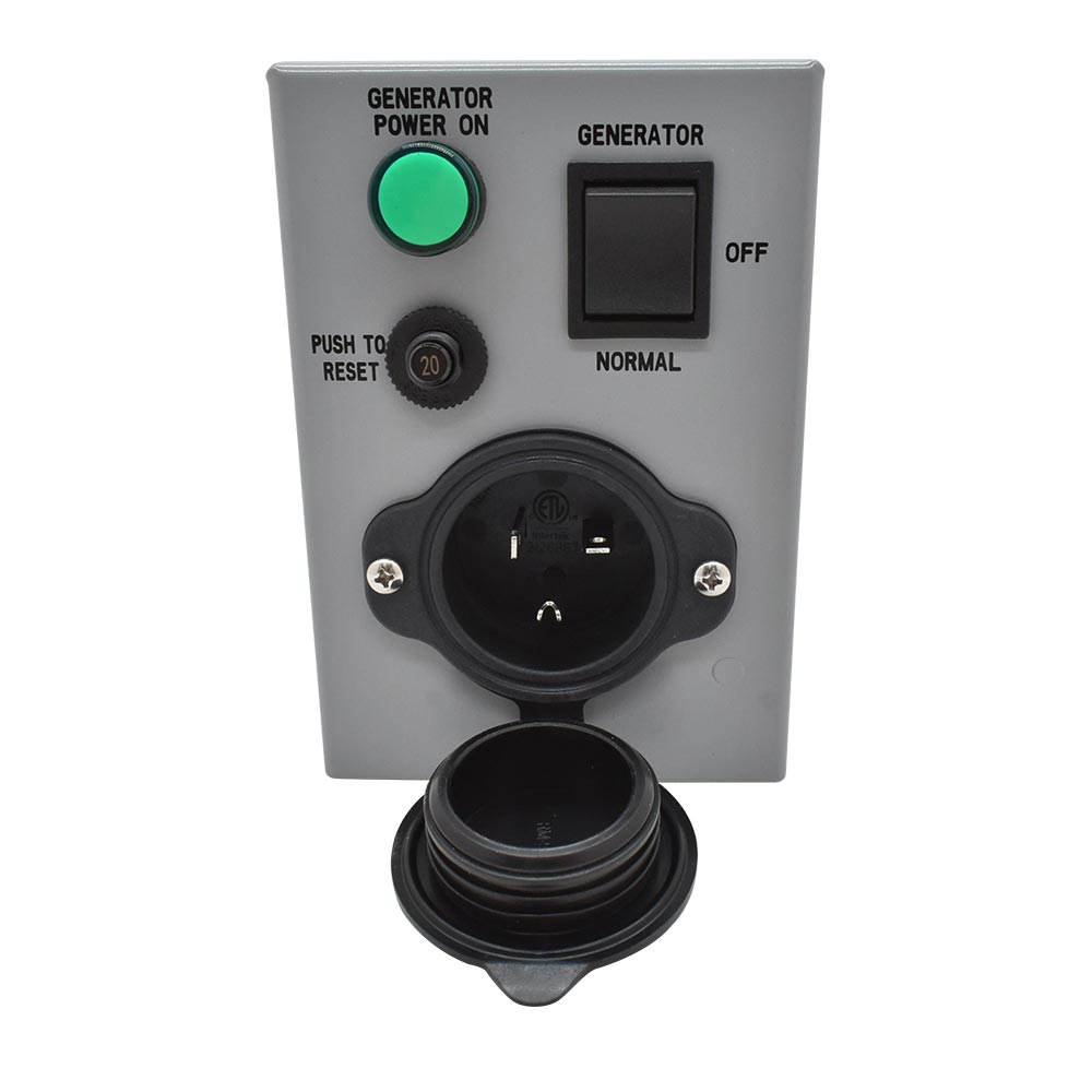 20A 125V NEMA 5-20P Generator Transfer Switch - Weatherproof Box with Circuit Breaker