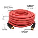 1/2" x 50 ft Rhino HybridFlex Red Hybrid Air Hose WP 200 PSI (1/2" NPT) Solid Fitting