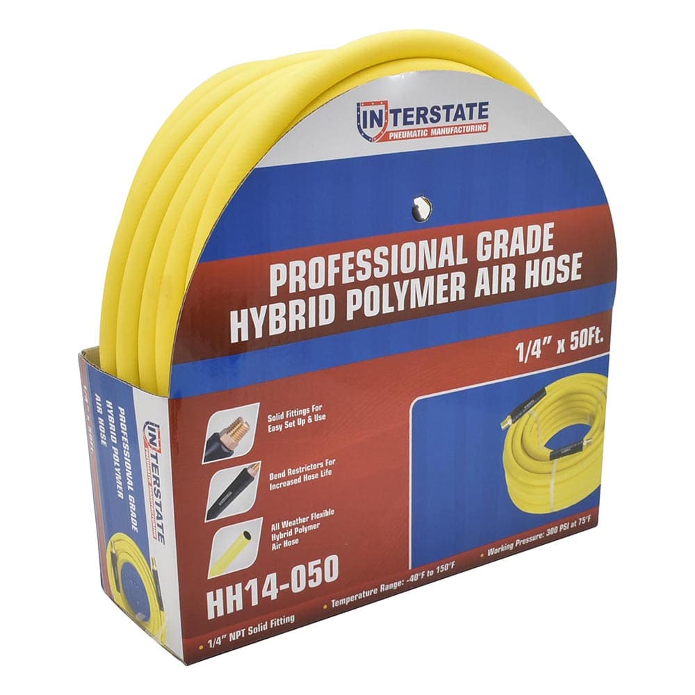 1/4" 50 ft Yellow Hybrid Polymer Hose With 3/8" Automotive Coupler & Plug