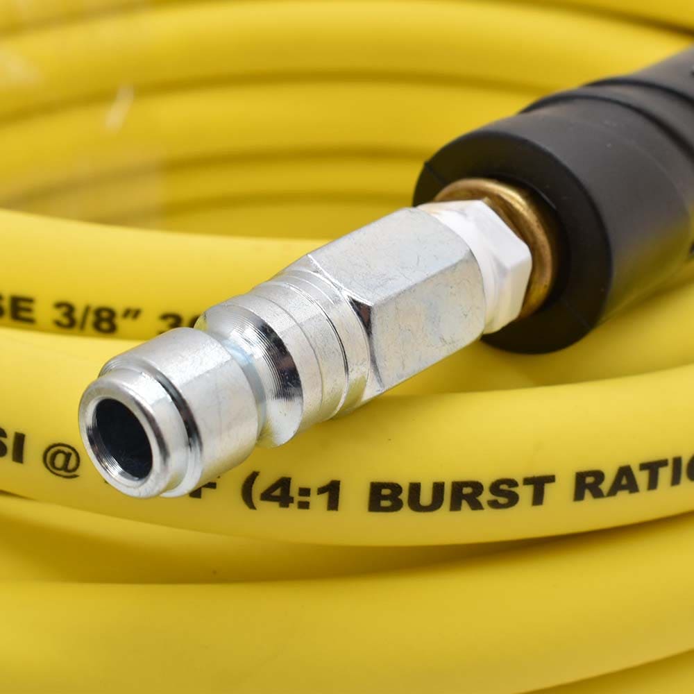 3/8" 100 ft Yellow Hybrid Polymer Hose With 3/8" Automotive Coupler & Plug
