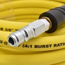 3/8" 100 ft Yellow Hybrid Polymer Hose With 3/8" Automotive Coupler & Plug