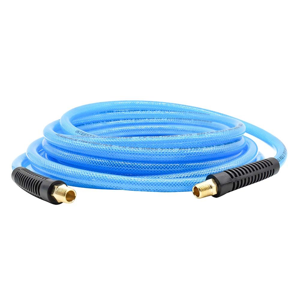 5/16" 25 ft Light Blue Polyurethane Hose (1/4" NPT) Solid Fitting