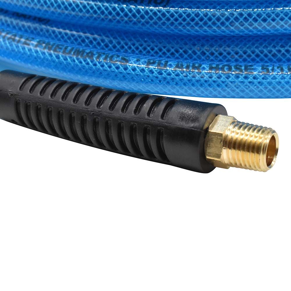 5/16" 25 ft Light Blue Polyurethane Hose (1/4" NPT) Solid Fitting