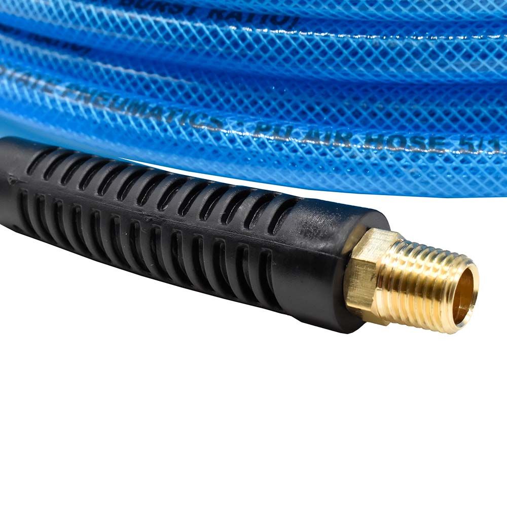 5/16" 50 ft Light Blue Polyurethane Hose (1/4" NPT) Solid Fitting