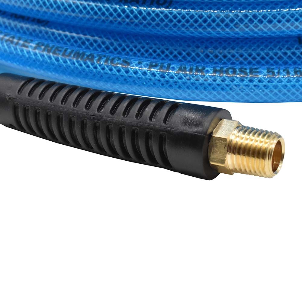 5/16" 100 ft Light Blue Polyurethane Hose (1/4" NPT)  Solid Fitting