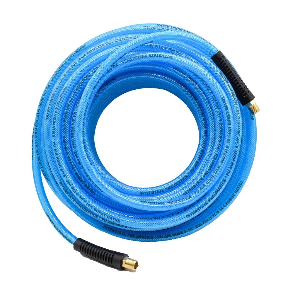 5/16" 100 ft Light Blue Polyurethane Hose (1/4" NPT)  Solid Fitting