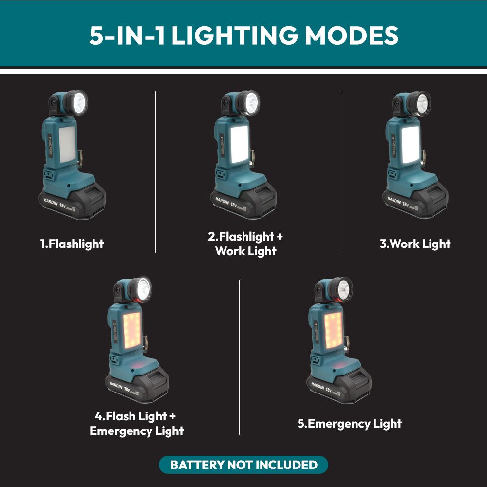 18V Multi-Function Cordless LED Flash Light