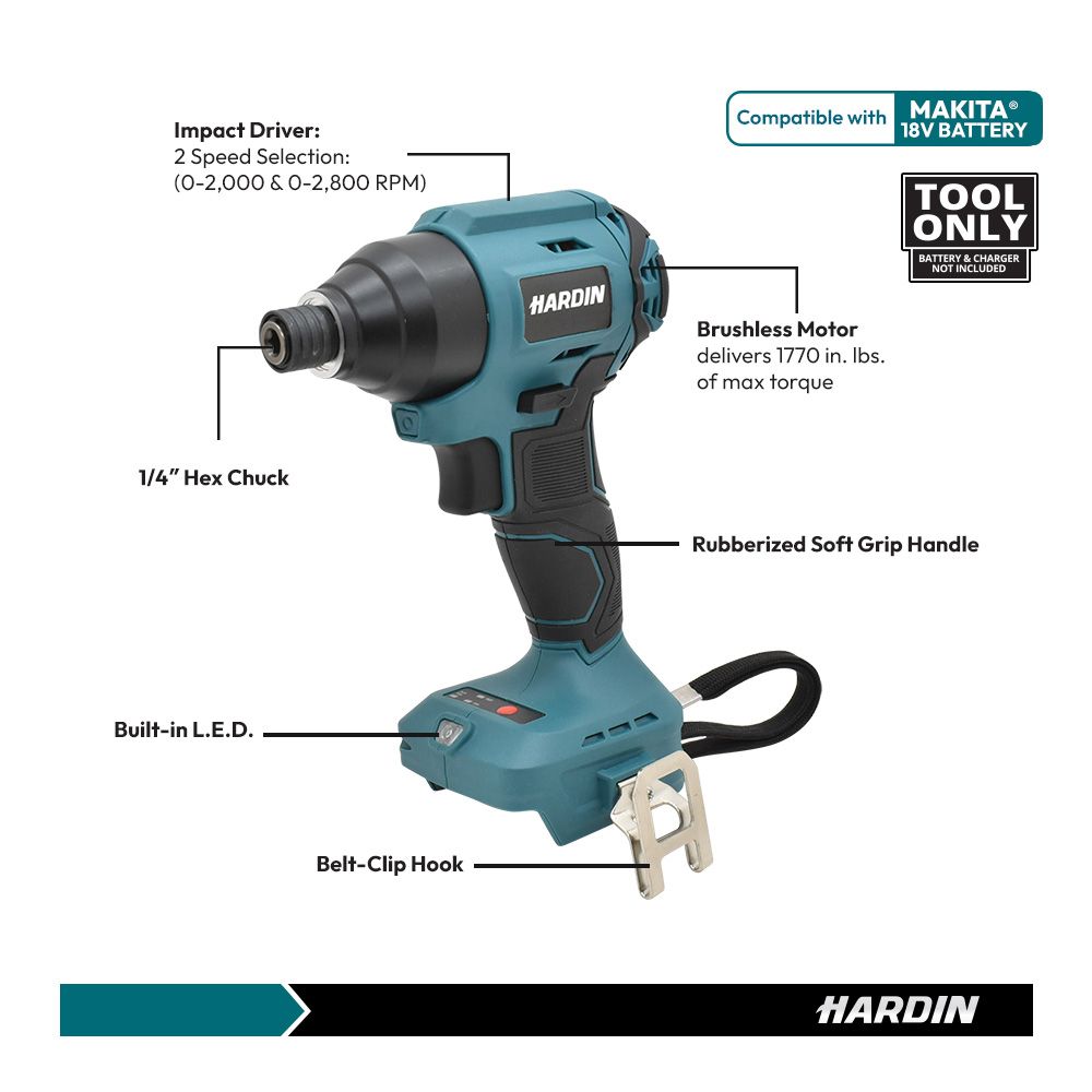 8V Brushless Cordless Impact Driver Drill - TOOL ONLY