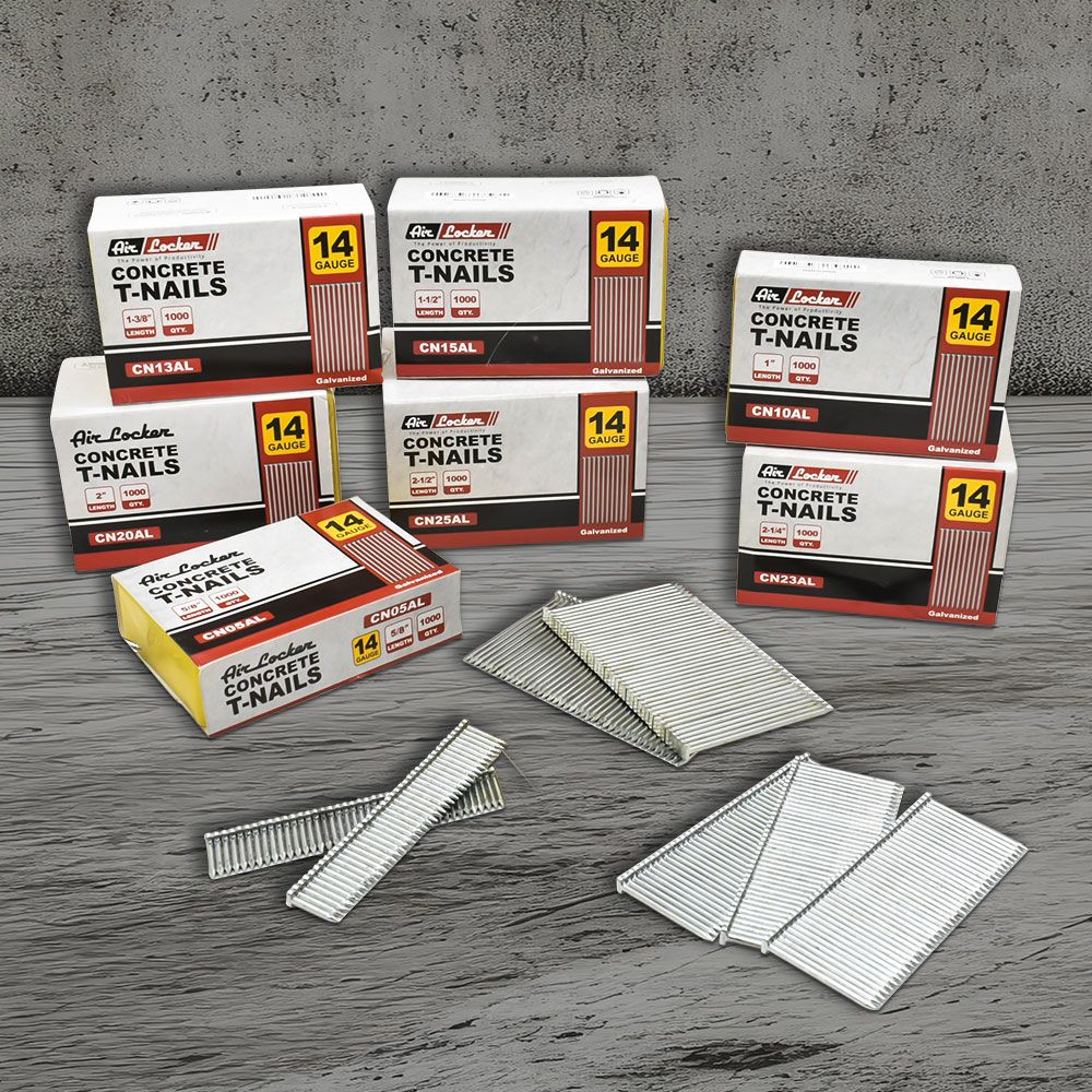 14 Gauge Concrete T-Nails for Concrete Nailers 1 Inch Smooth Shank (1000 per Pack)