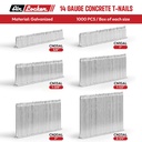 14 Gauge Concrete T-Nails for Concrete Nailers 1-1/2 Inch Smooth Shank (1000 per Pack)