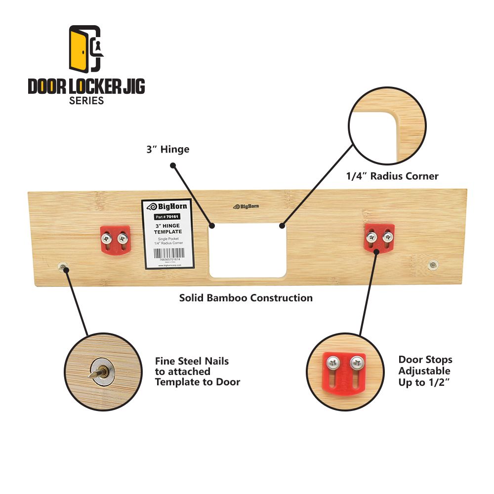 3" Hinge Template, Single Pocket, 1/4" Radius Corner