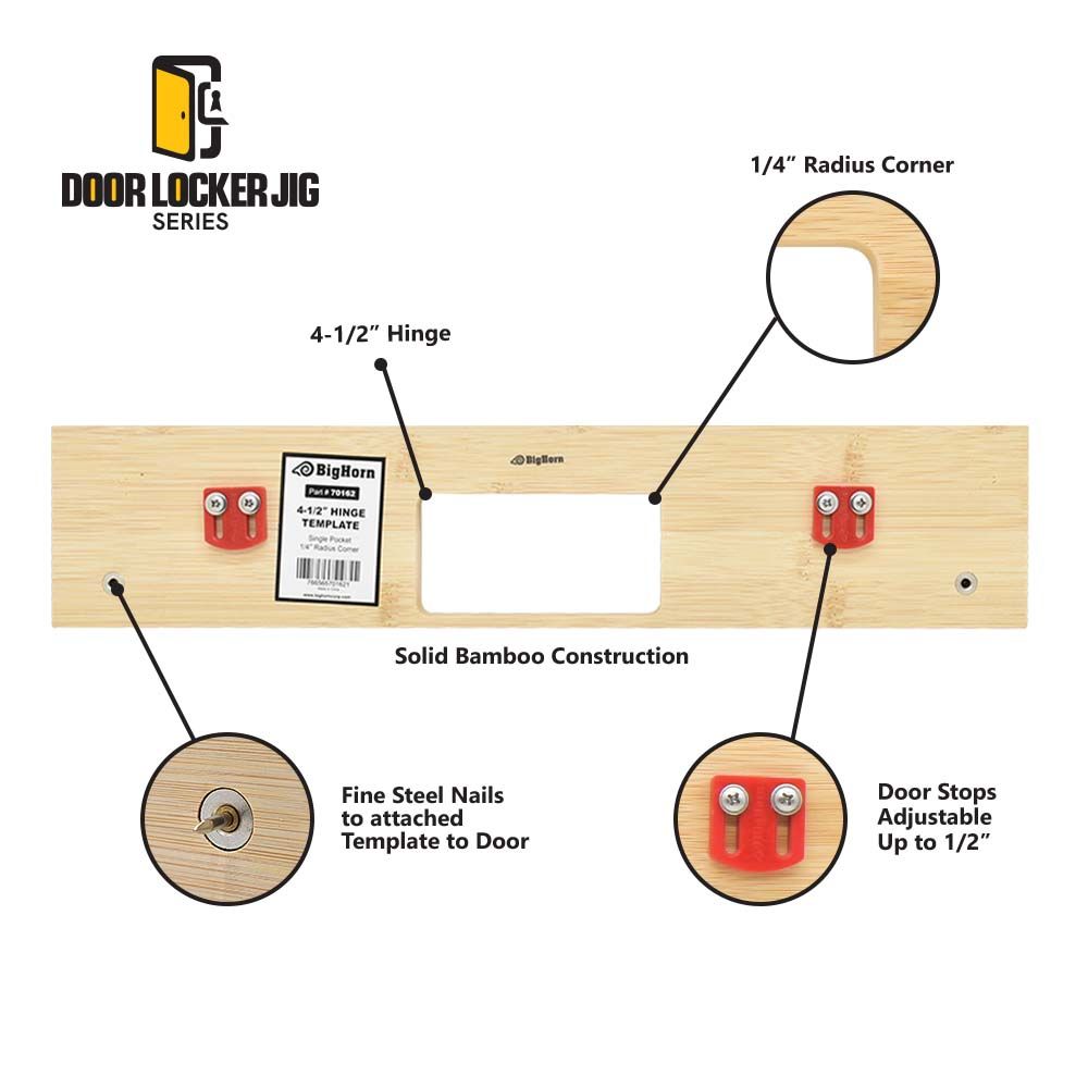 4-1/2" Hinge Template, Single Pocket, 1/4" Radius Corner