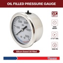 Oil Filled Pressure Gauge 2-1/2", 1/4" NPT Rear Mount- 5000 PSI