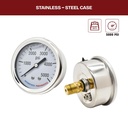 Oil Filled Pressure Gauge 2-1/2", 1/4" NPT Rear Mount- 5000 PSI