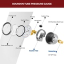 Oil Filled Pressure Gauge 2-1/2", 1/4" NPT Rear Mount- 5000 PSI
