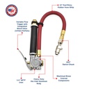 Heavy-Duty Tire Inflator TF5000 With T42 Lock-On Chuck – 12” Rhino Rubber Hose
