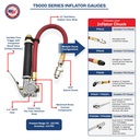 Heavy-Duty Tire Inflator TF5000 With T42 Lock-On Chuck – 12” Rhino Rubber Hose