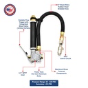 Heavy-Duty Tire Inflator TF5000 With T42 Lock-On Chuck – 12” Steel Braided Rhino Rubber Hose