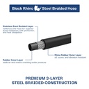 Heavy-Duty Tire Inflator TF5000 With T42 Lock-On Chuck – 12” Steel Braided Rhino Rubber Hose
