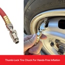 17ft Long Hybrid Hose Tire Inflator Extension with Digital Gauge & Locking Tire Air Chuck on Both Ends