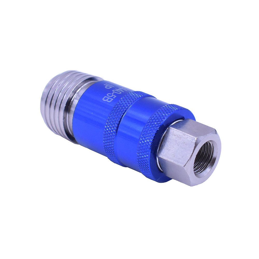 Universal Safety Exhaust Quick-Connect Coupler - 1/4" Female NPT (Blue Color) - Single Display Pack