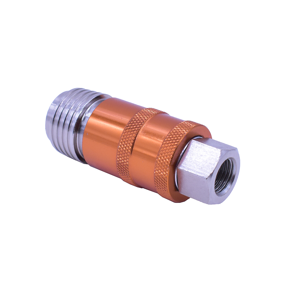 Universal Safety Exhaust Quick-Connect Coupler - 1/4" Female NPT (Orange Color) - Six Display Pack