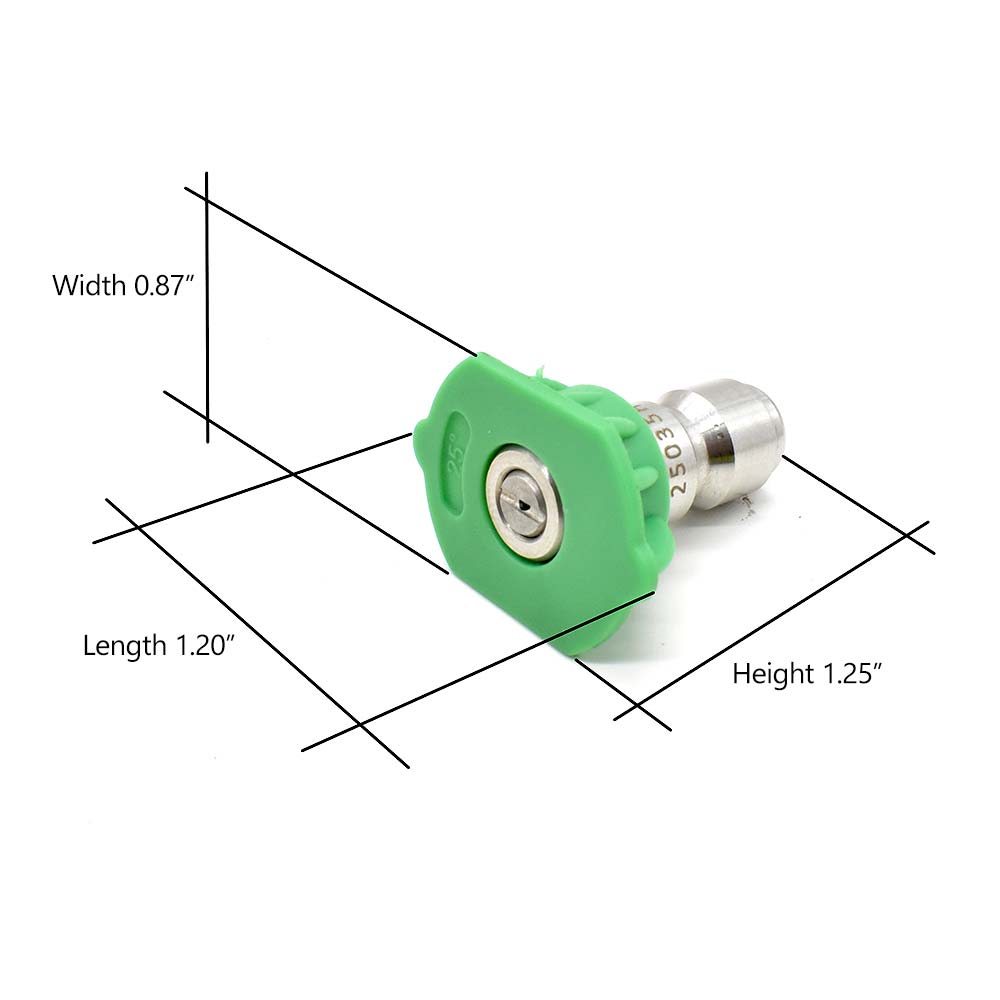 Size 35. Nozzle Tip.  25° (Green) - Multi Purpose Nozzle. 1/4" Quick Connect High Pressure Spray Nozzle