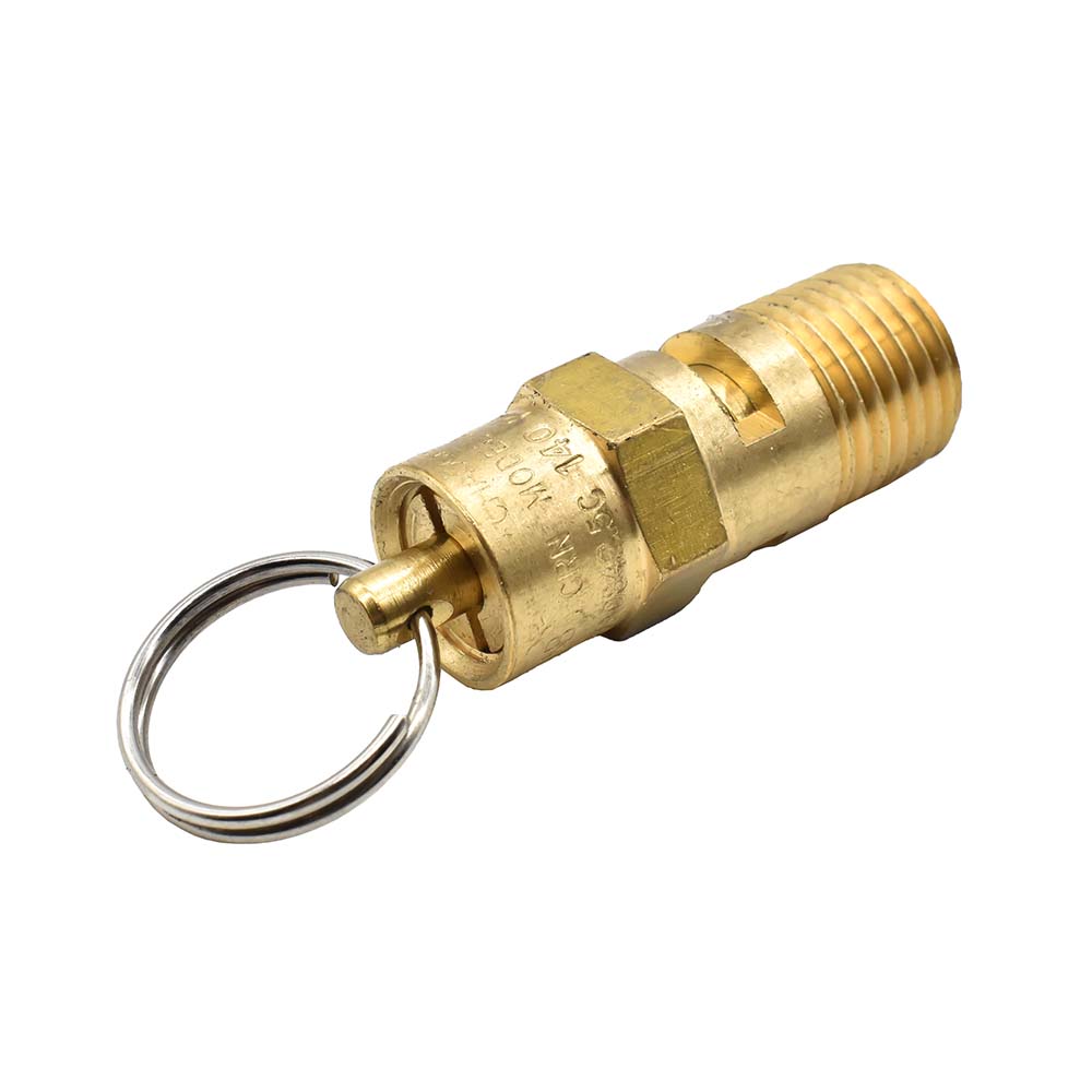 1/4" MPT Brass Safety Valve w/pull Ring  - 140 PSI - ASME Certified