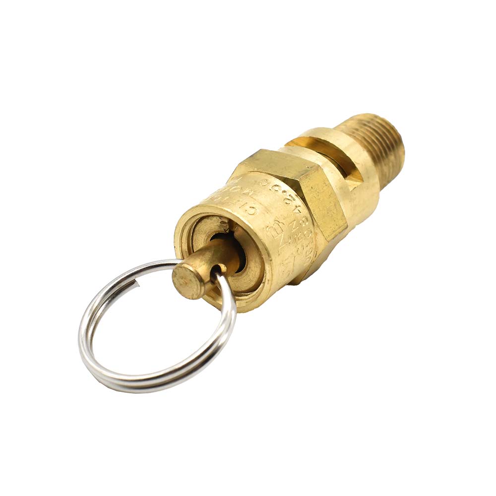1/8" MPT Brass Safety Valve w/pull Ring - 140 PSI - ASME Certified
