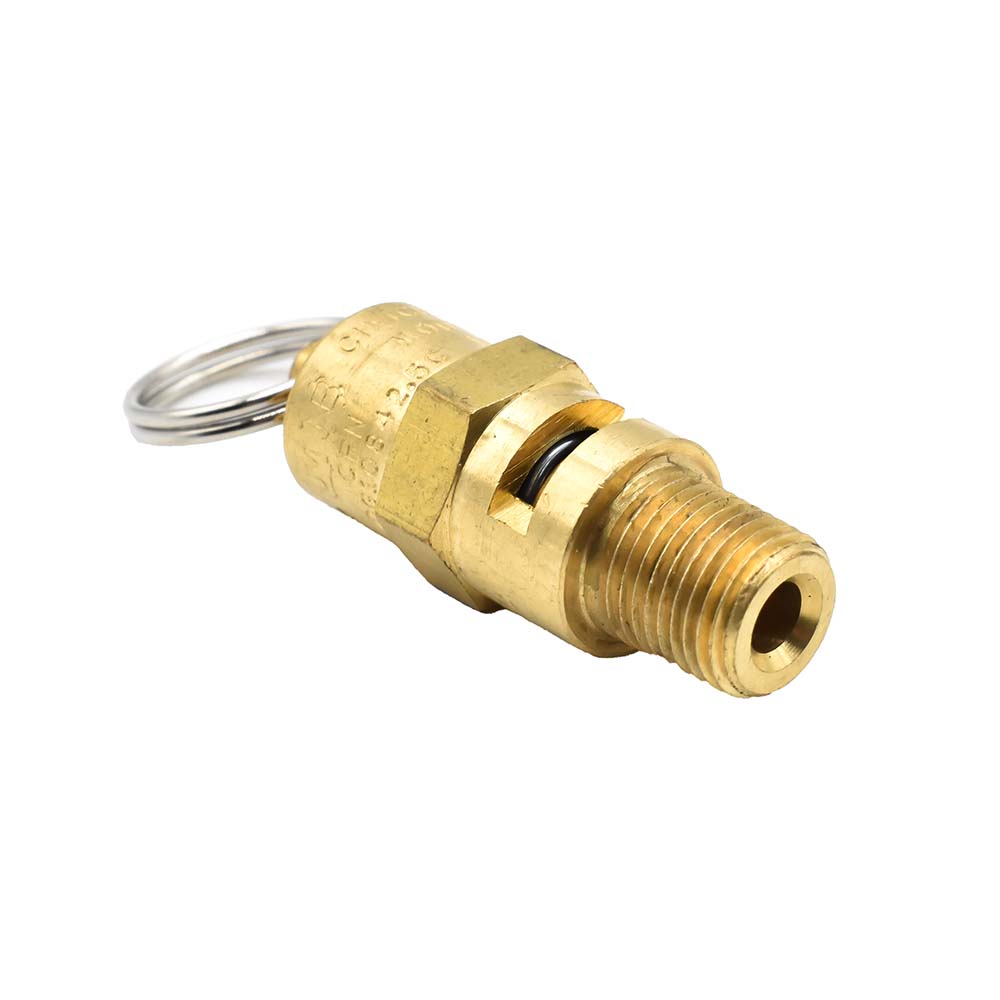 1/8" MPT Brass Safety Valve w/pull Ring - 140 PSI - ASME Certified