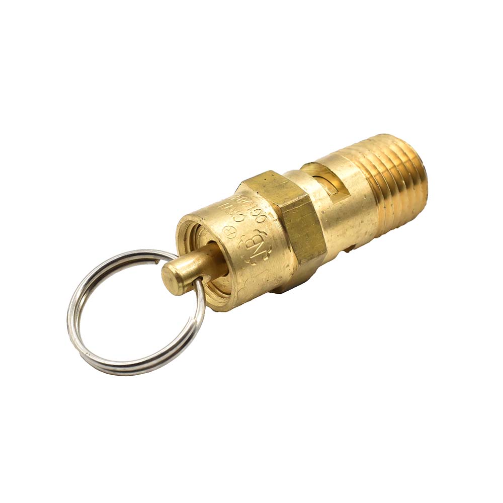 1/4" MPT Brass Safety Valve w/pull Ring - 165 PSI - ASME Certified