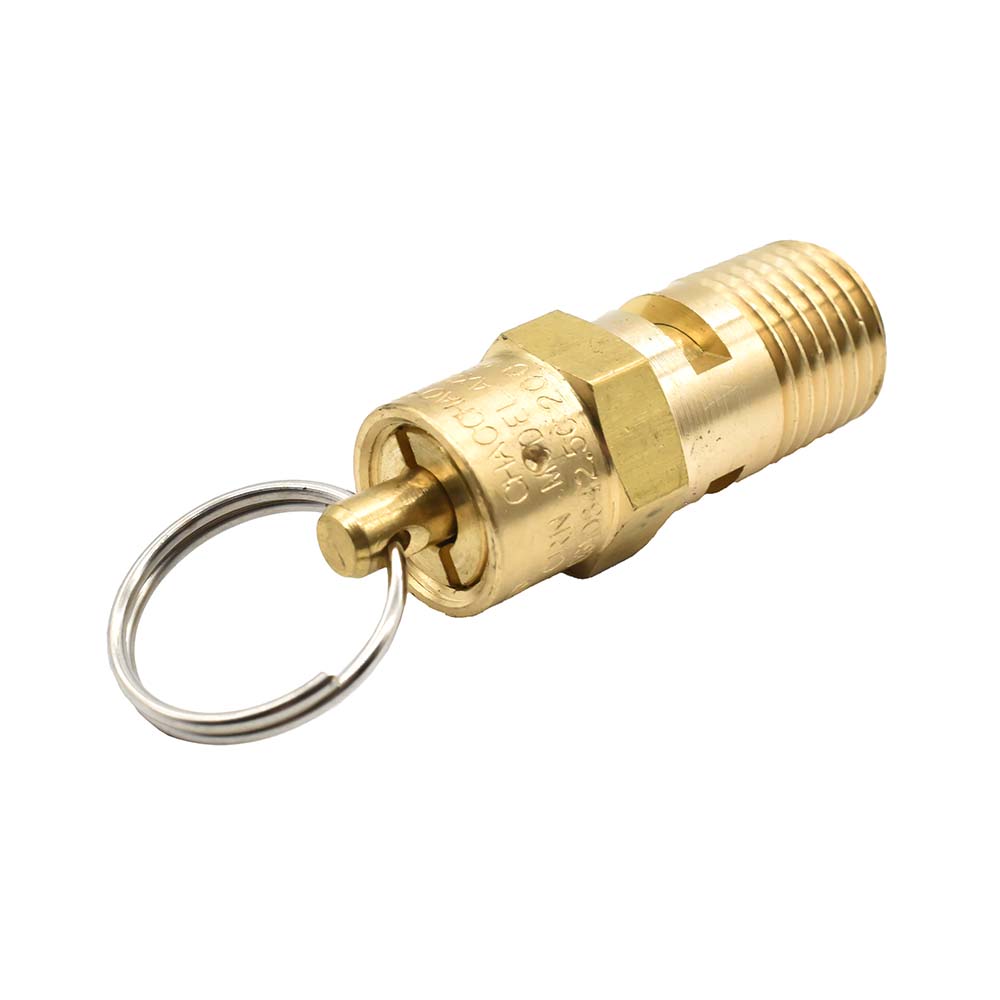 1/4" MPT Brass Safety Valve w/pull Ring - 200 PSI - ASME Certified