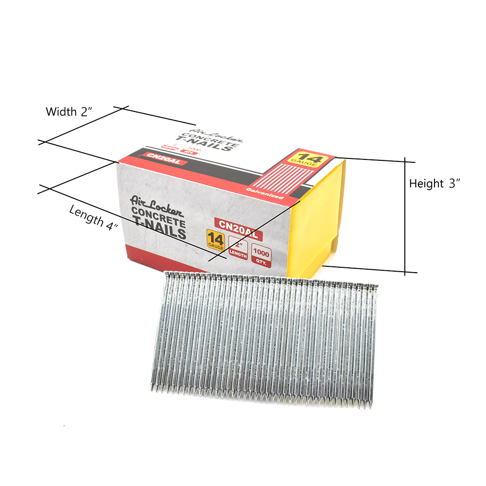14 Gauge Concrete T-Nails for Concrete Nailers 2 Inch Smooth Shank (1000 per Pack)