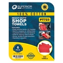 Red Shop Towel 12" x 14" - 100% cotton 6pc/pk - W03