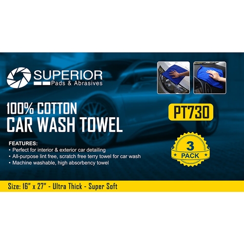 Car Wash Towel 16" x 27" - 3 PACK - W04