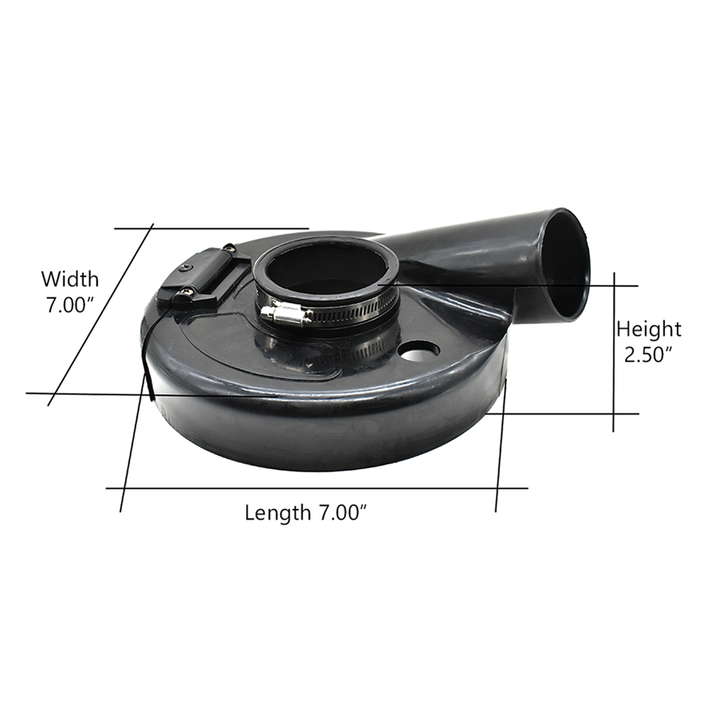 7" Vacuum Plastic Dust Shroud Cover with 2-1/2" Vacuum Connector