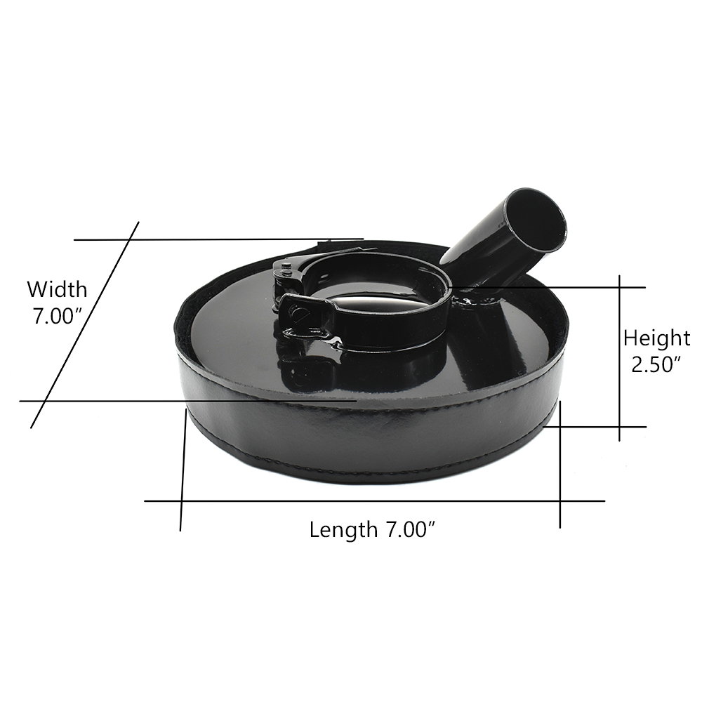 7" Vacuum Metal Dust Shroud Cover with 3" ID and 1.5" Vacuum Connector