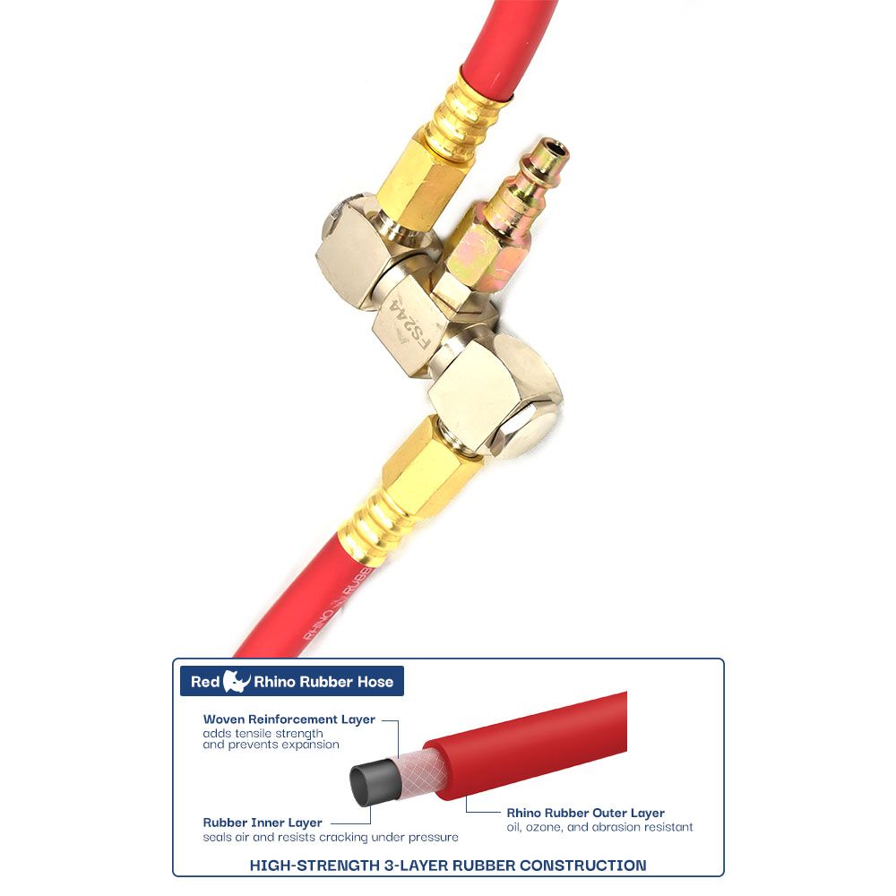 17ft Long Hybrid Hose Tire Inflator Extension with Locking Tire Air Chuck on Both Ends