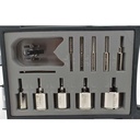 Large Drill Bit Kit. Includes 10 Electroplated Bits. 6mm, 8mm, 10mm, 12mm,18mm, 25mm, 32mm, 35mm, 40mm, 50mm and Clamp Drill Bit Guide
