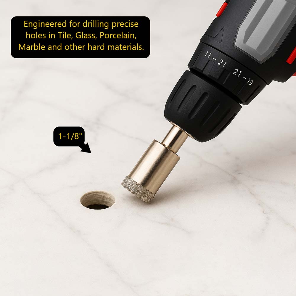 1-1/8" Electroplated Diamond Bit 8 mm Shank