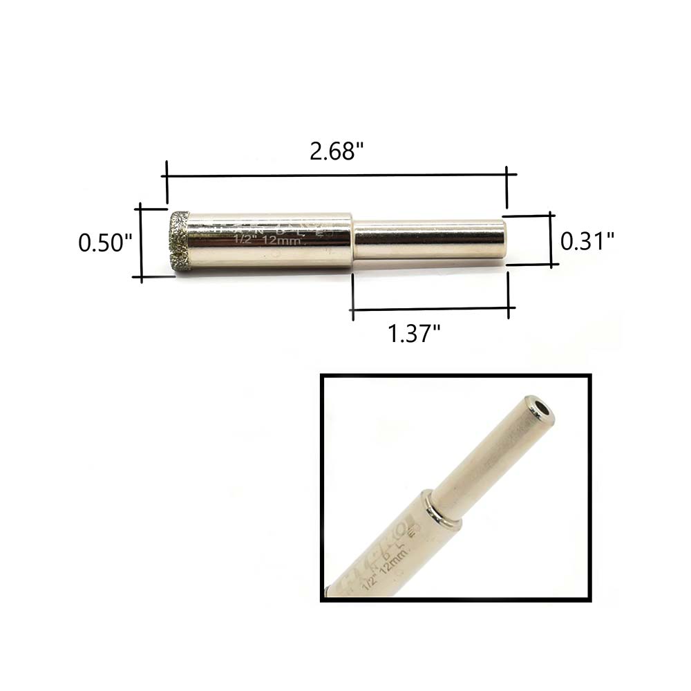 1/2" Electroplated Diamond Bit 8 mm Shank
