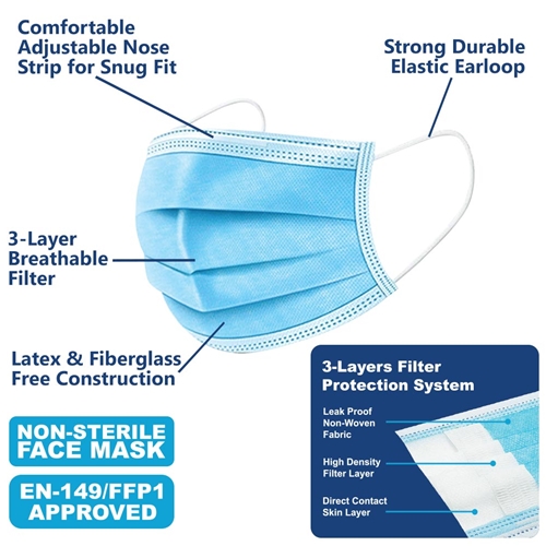Disposable Face Mask with Elastic Earloop - 25pcs/Box - W02