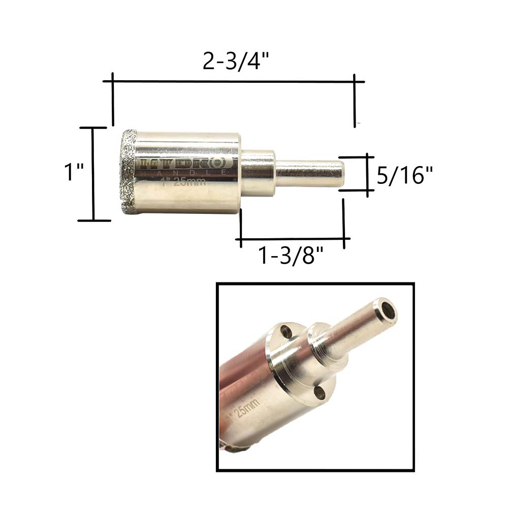 1" Electroplated Diamond Bit 8 mm Shank
