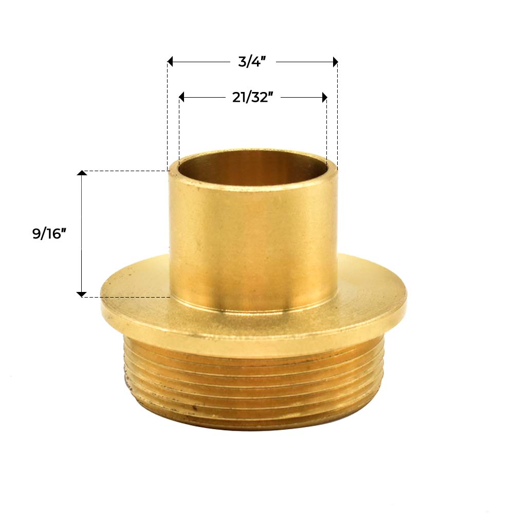 Brass Router Template Guide with Lock Nut ID 21/32" , OD 3/4" (42024)