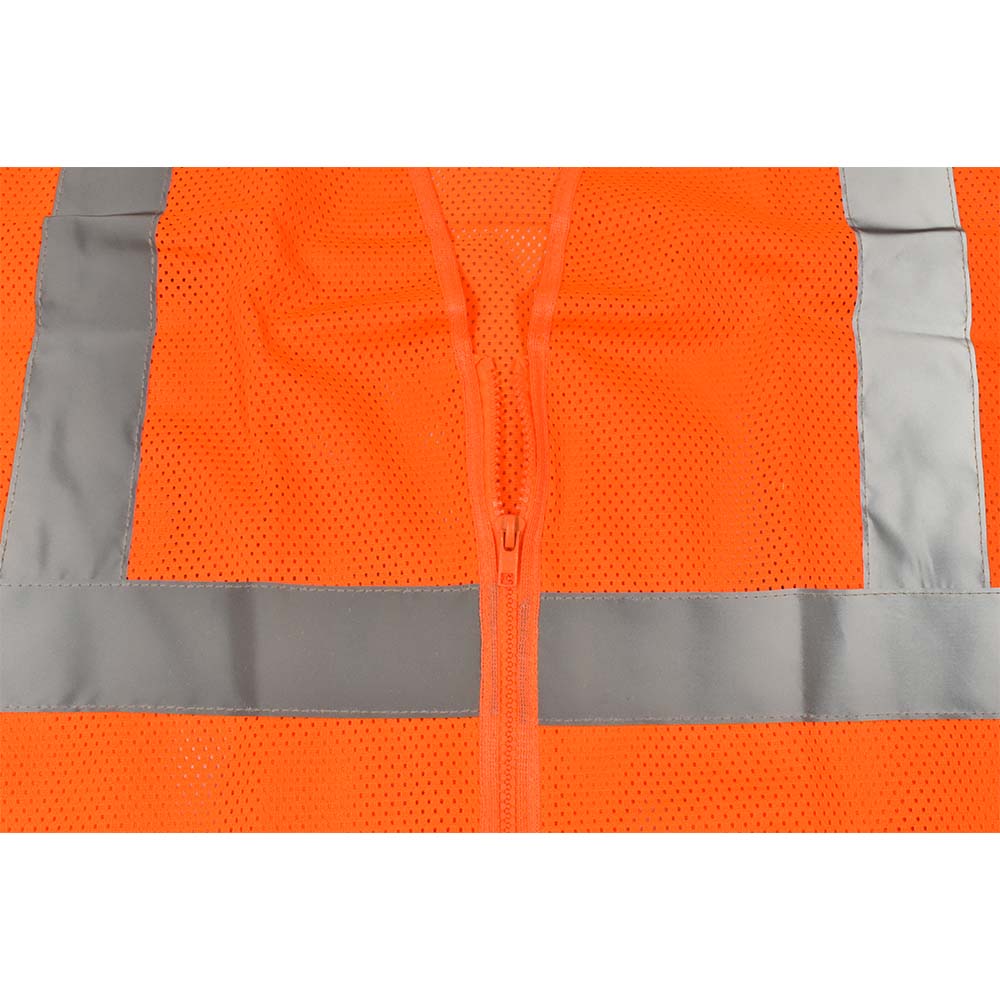 High Visibility Safety Vest with Reflective Stripes, Large, Orange